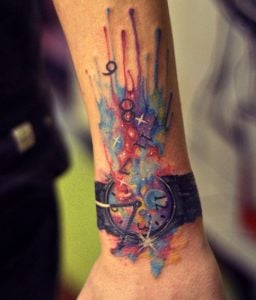 watercolor tattoo roloi