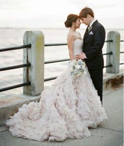 dramatic wedding dress and updo