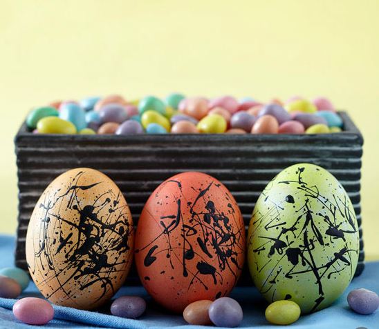 paint-splattered eggs