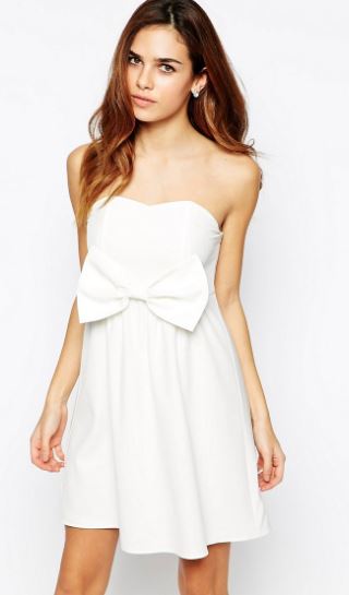 white dress with bow