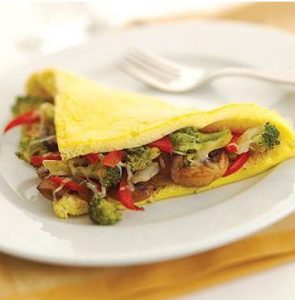 veggie omelet and avocado
