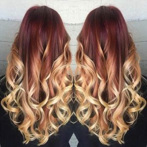 kokkina mallia me ksantho balayage