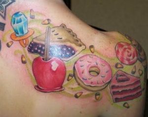 donut, blueberry tarta, glifitzouri tattoos