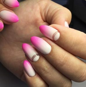 pink and white nail ombre