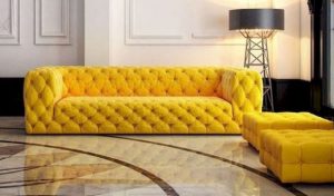κίτρινος τριθέσιος καναπές