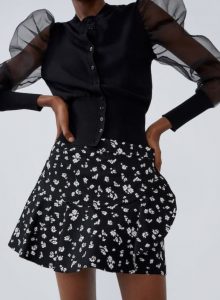 floral μαύρη mini φούστα