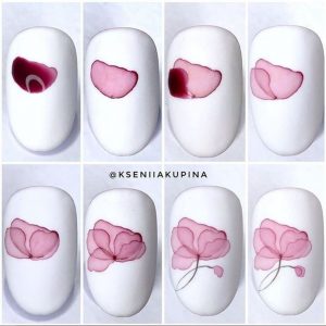 σχέδια για νύχια βήμα βήμα ροζ λουλούδι