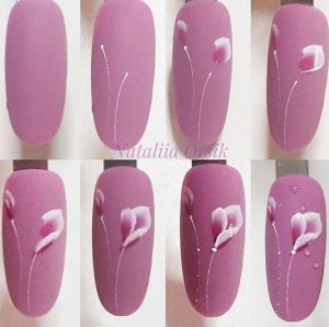σχέδια για νύχια βήμα βήμα ροζ τουλίπες