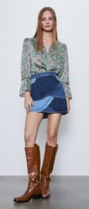 jean φούστα με patchwork