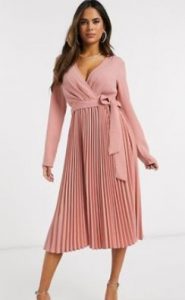 ροζ midi φόρεμα