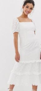 midi λευκό φόρεμα για γάμο