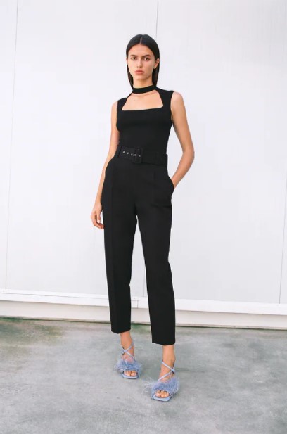 μαύρο ψηλόμεσο παντελόνι ρούχα Zara xειμώνα 2021-2022