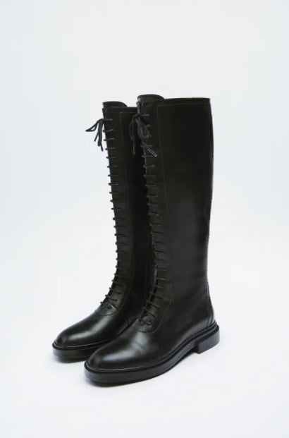 μαύρη μπότα κορδόνια μπότες μποτάκια Zara χειμώνα 2022
