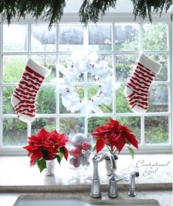 παράθυρο Χριστούγεννα κάλτσα