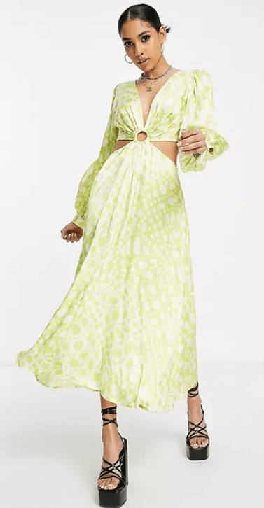 Μίντι lime cutout φόρεμα
