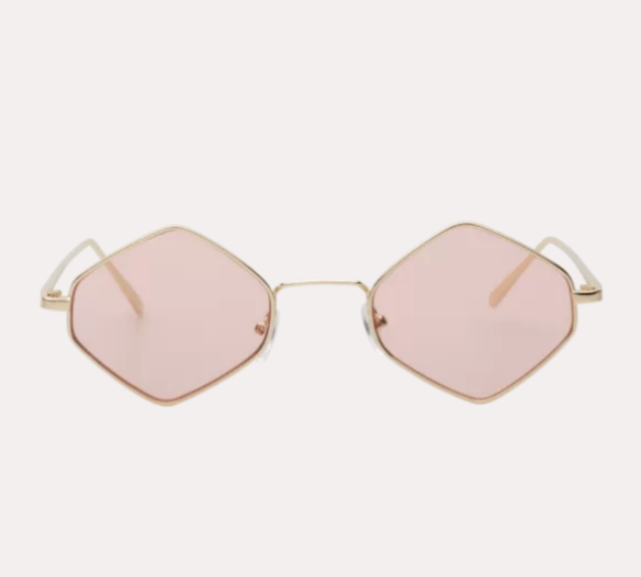 Πολυγωνικά γυαλιά ηλίου με ροζ φακούς