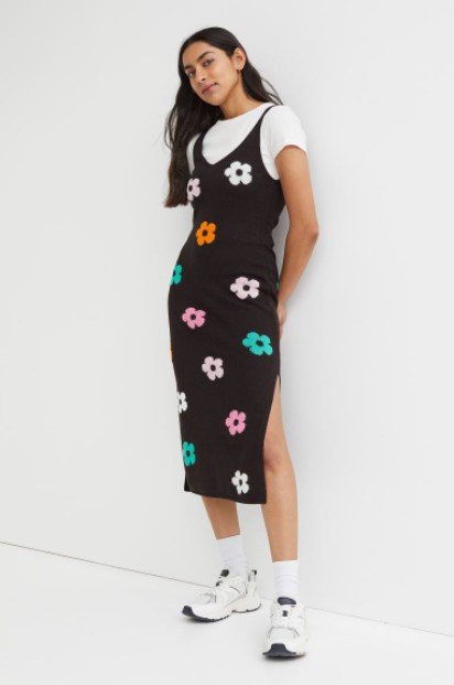 midi φόρεμα λουλούδια καλοκαιρινά ρούχα H&M 2022