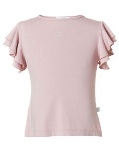 ροζ κοντομάνικη μπλούζα με φραμπαλά μανίκια