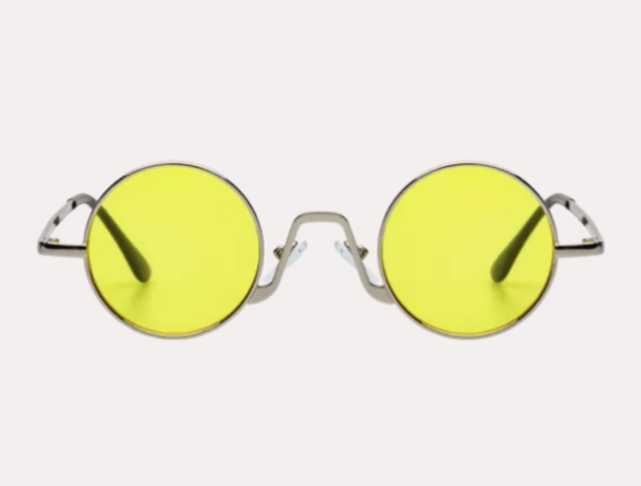 Στρογγυλά γυαλιά ηλίου με lime φακούς