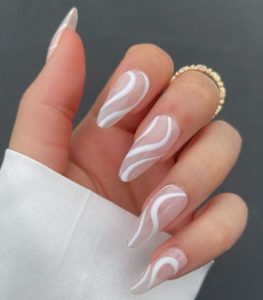 Λευκά swirl νύχια