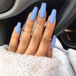matte blue manicure