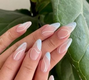 twirled blue nails
