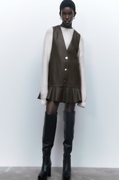δερμάτινο αμάνικο φόρεμα ρούχα Zara Χειμώνα 2022-2023