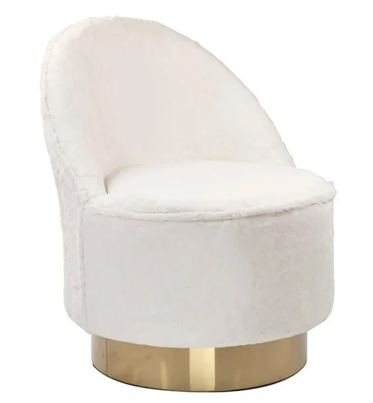 Λευκή fleece πολυθρόνα με χρυσή βάση