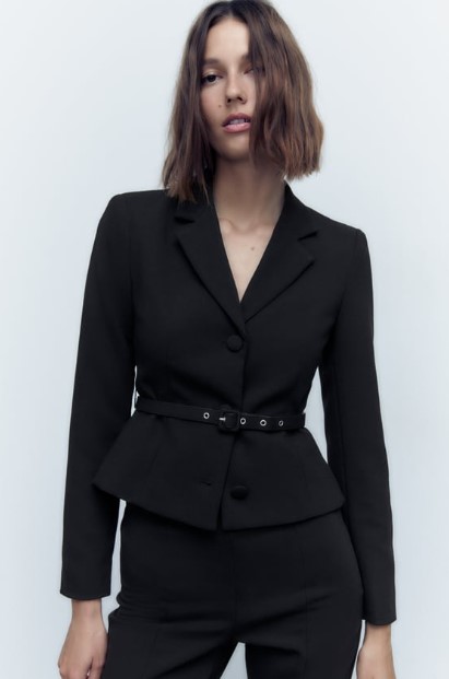 μαύρο σακάκι ζώνη ρούχα Zara Χειμώνα 2022-2023