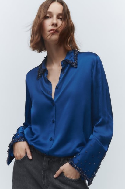 μπλε πουκάμισο τρουκς ρούχα Zara Χειμώνα 2022-2023