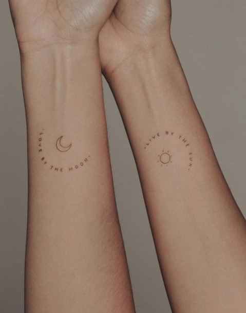 ήλιος και φεγγάρι matching τατουάζ