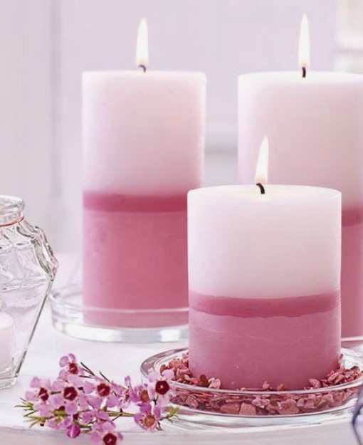 κεριά με αποχρώσεις ροζ