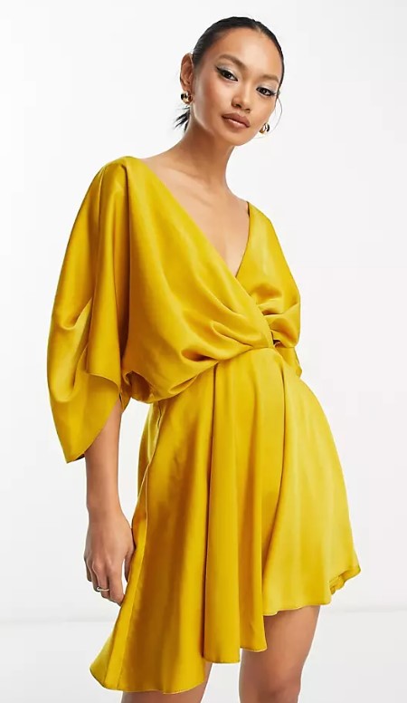 asos κίτρινο κρουαζέ φόρεμα