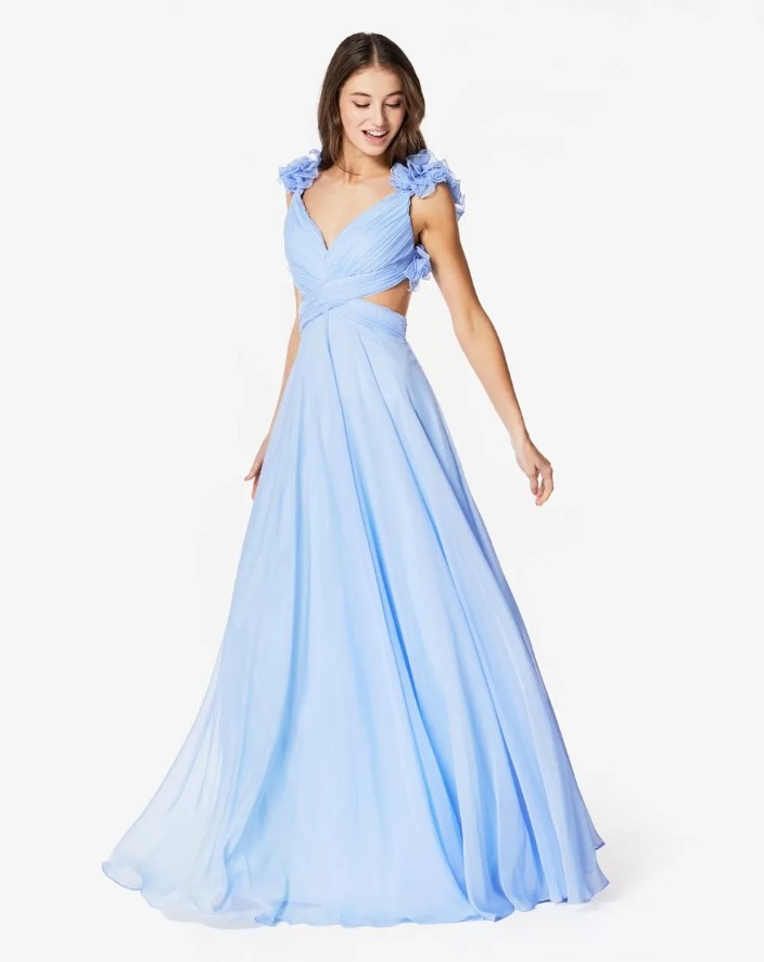 γαλάζιο πλισέ φόρεμα