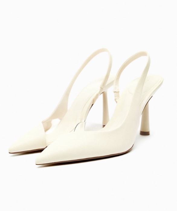 λευκή βινύλ γόβα παπούτσια Zara ανοιξιάτικο γάμο
