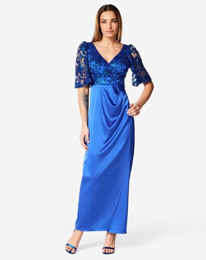 μπλε φόρεμα μάξι δαντέλα φορέματα Forel