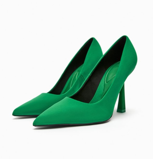 πράσινη γόβα μυτερή παπούτσια Zara ανοιξιάτικο γάμο