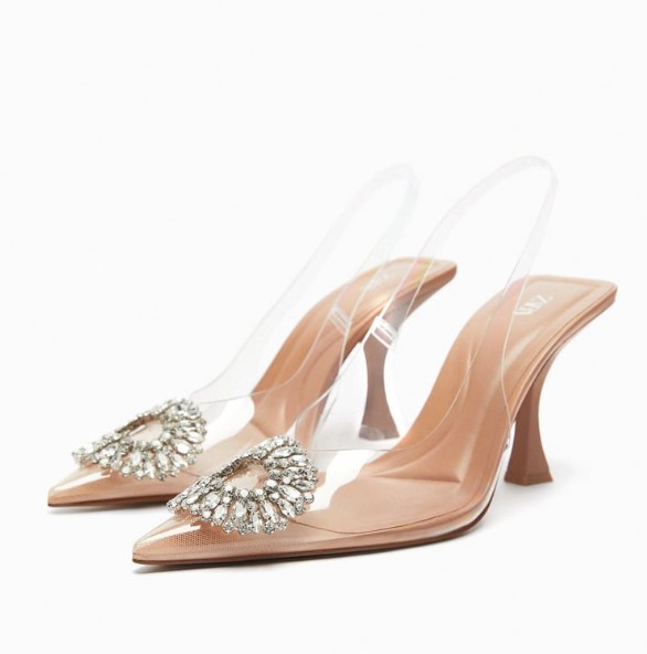 βινύλ γόβα κρύσταλλα παπούτσια Zara ανοιξιάτικο γάμο