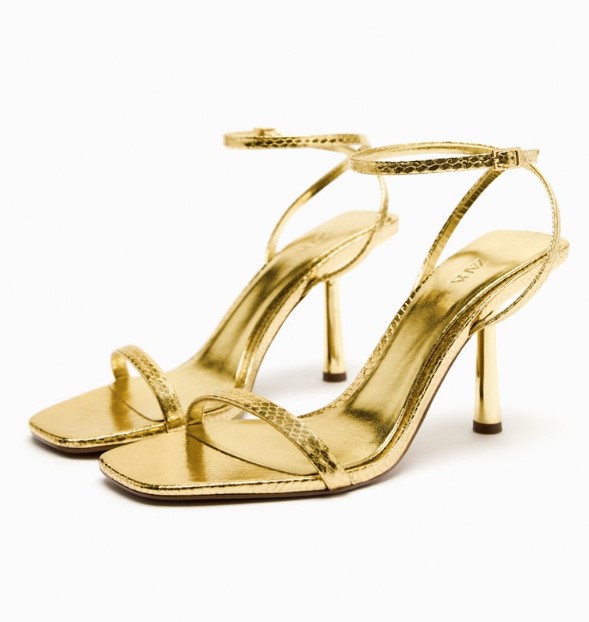 χρυσό πέδιλο παπούτσια Zara ανοιξιάτικο γάμο