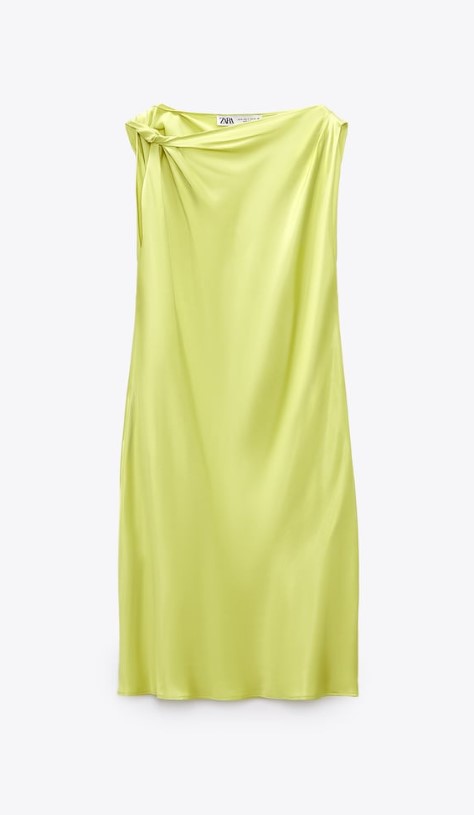 Zara κίτρινο σατέν φόρεμα
