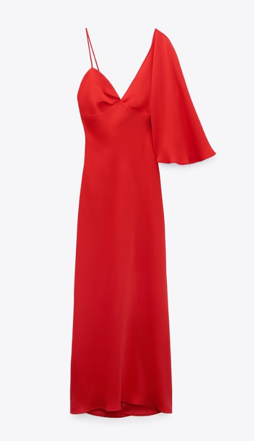 Zara κόκκινο σατέν φόρεμα