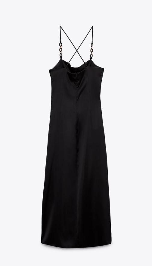 Zara μαύρο σατέν φόρεμα