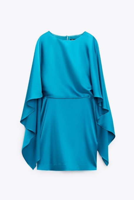 Zara μπλε σατέν φόρεμα