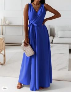 μπλε μάξι κρουαζέ φόρεμα