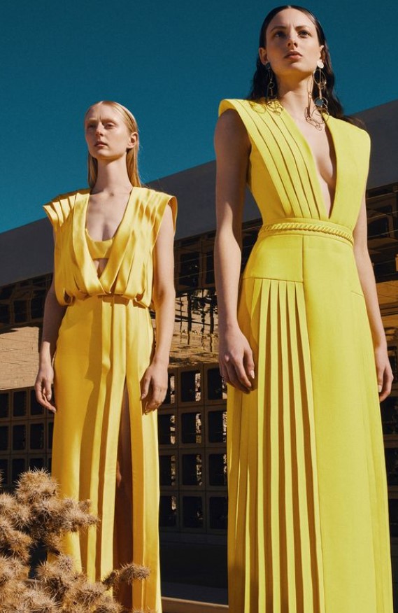 κίτρινα μοντέρνα φορέματα