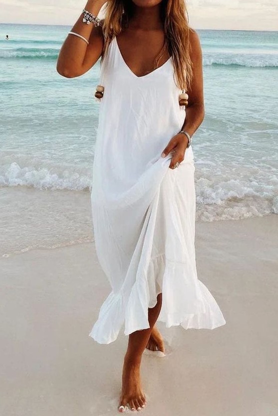 λευκό φόρεμα - στιλάτα ρούχα παραλίας