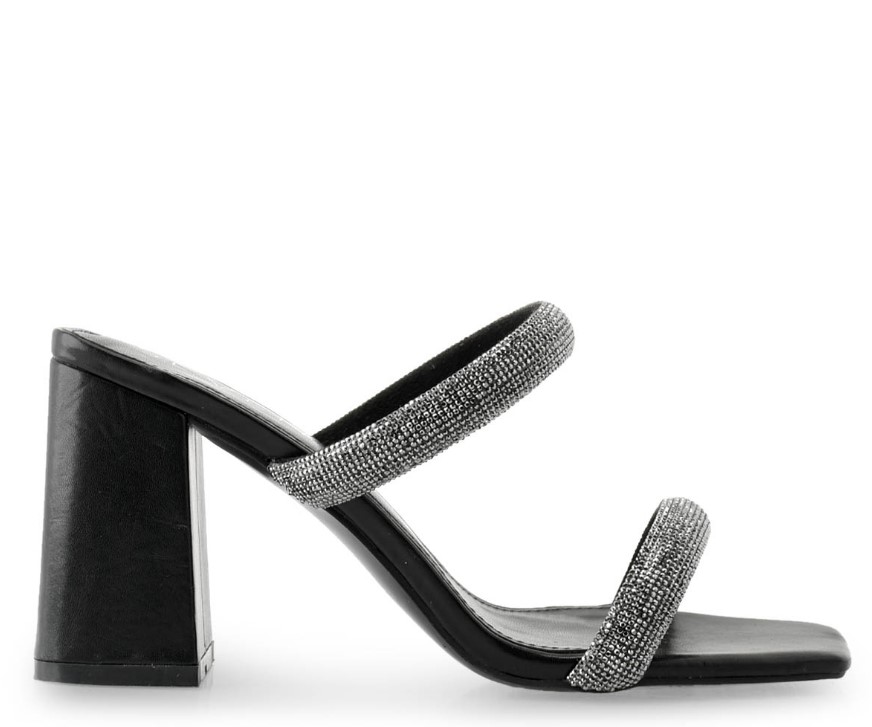 μαύρα mules με glitter - καλοκαιρινά παπούτσια Tsakiris Mallas