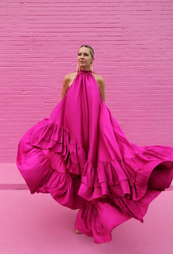 ροζ μάξι φόρεμα