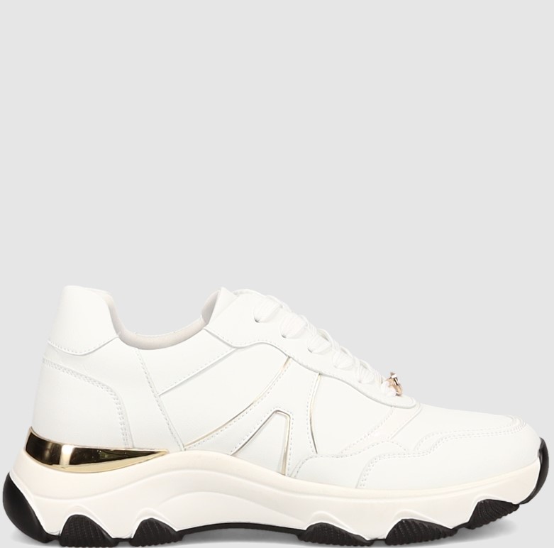 λευκό σθλητικό με χρυσές λεπτομέρειες - οικονομικά sneakers