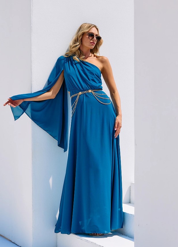 μάξι εντυπωσιακό φόρεμα μπλε